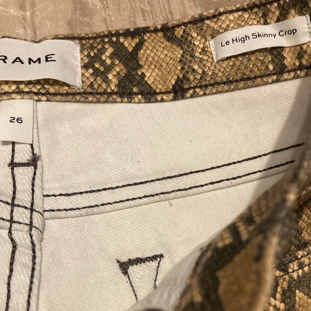 Frame Le High Skinny Crop Coated Python Jeans - image 3